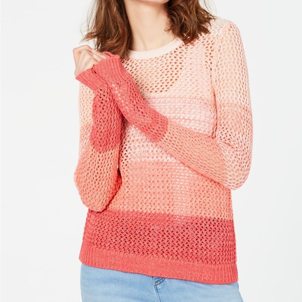 INC Orange Ombré Metallic Detail Loose Knit Sweater Size S - Picture 1 of 12